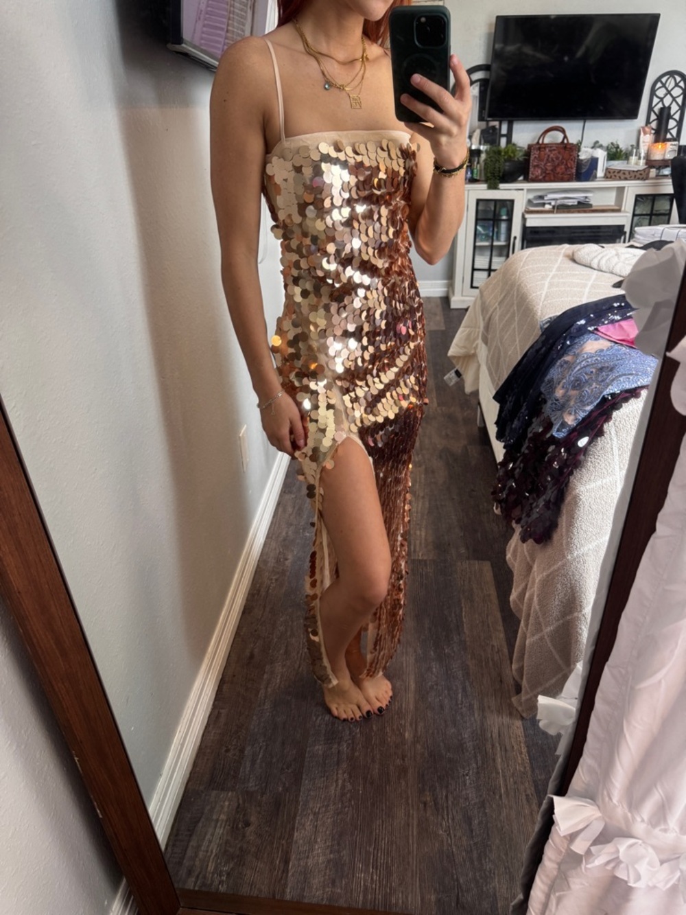 Showpo Champagne Sheer Strappy Top